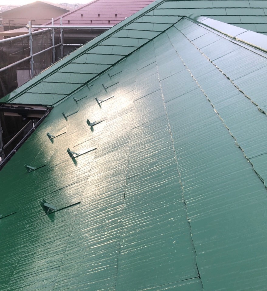 　屋根塗装工事　後のスレート屋根