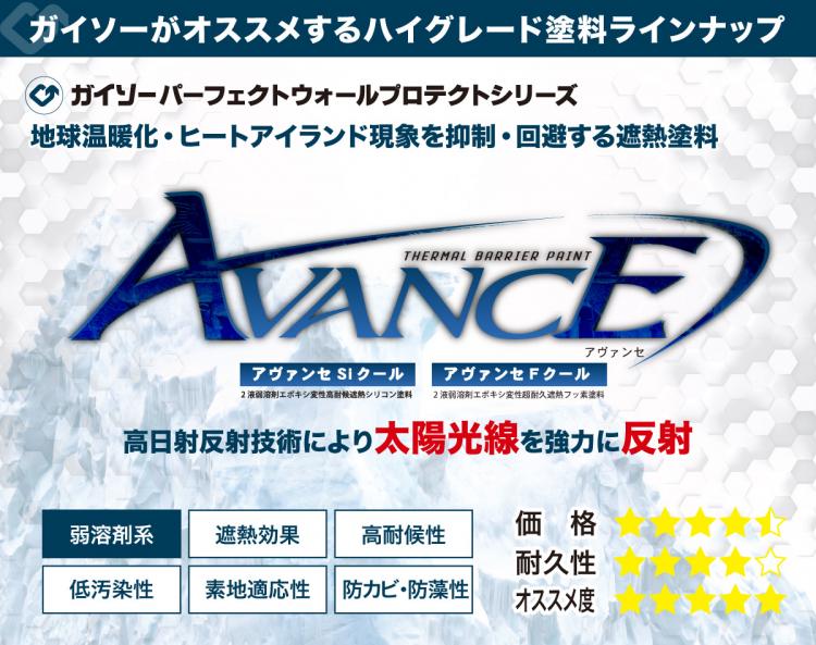 　ガイソーの遮熱塗料　であるアヴァンセの宣伝用バナー画像